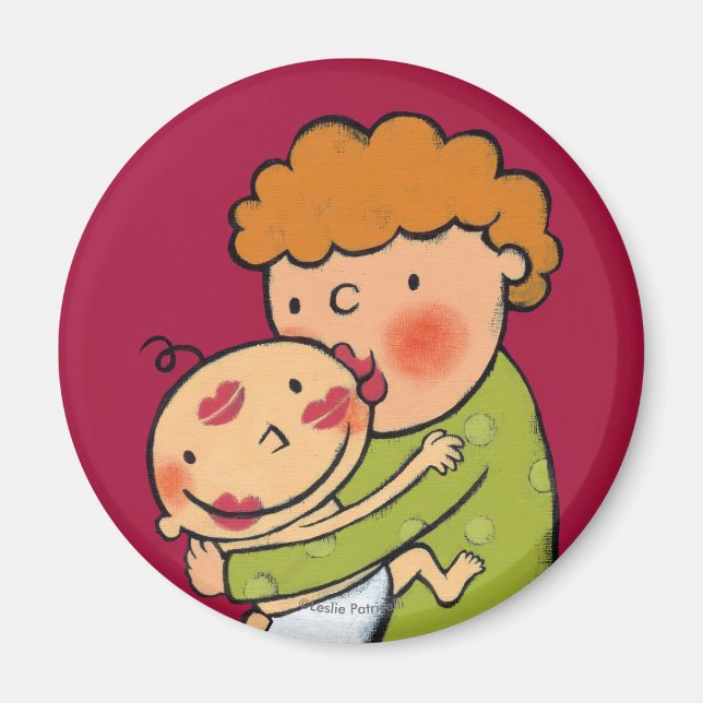 Imã Vovó Batom Rosa Beijos para Bebê (Frente)