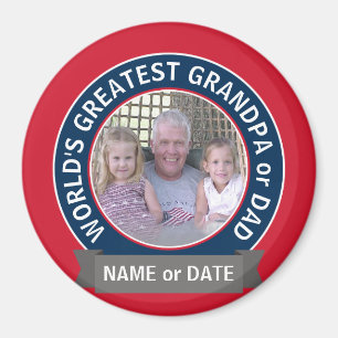 Imã Vovô Foto do maior Pai do mundo - azul vermelho