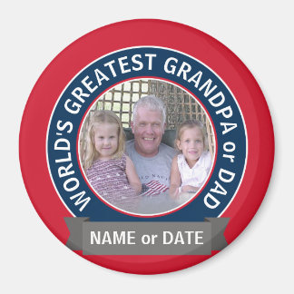 Imã Vovô Foto do maior Pai do mundo - azul vermelho