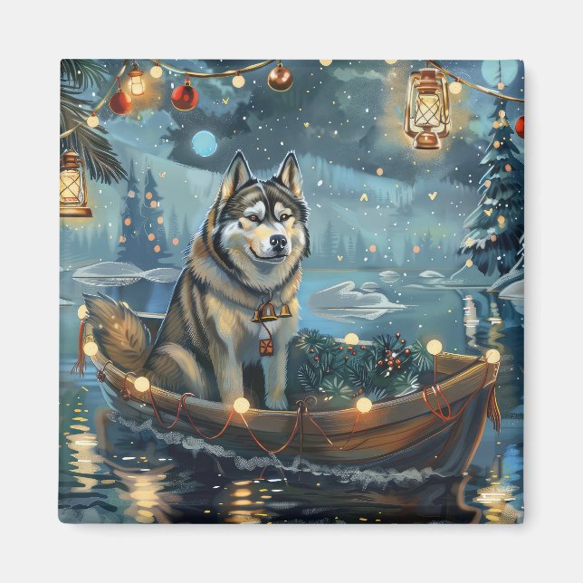 Imã Voyage festiva de Natal Malamute no Alasca (Frente)