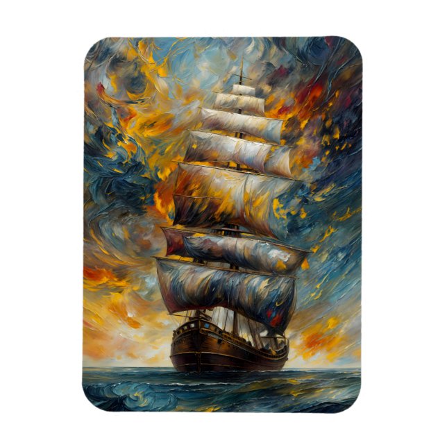 Ímã Voyage Voyage Dramatic Navio de Navegação em Arte  (Vertical)