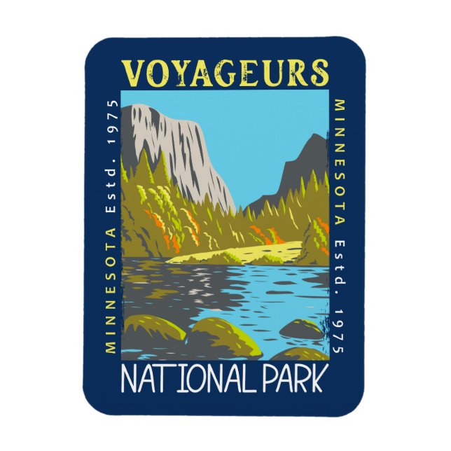 Ímã Voyageurs National Park Minnesota Retro Distúrbio (Vertical)