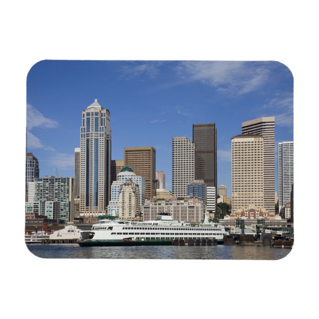 Ímã WA, Seattle, panorama de Seattle com balsa (Horizontal)