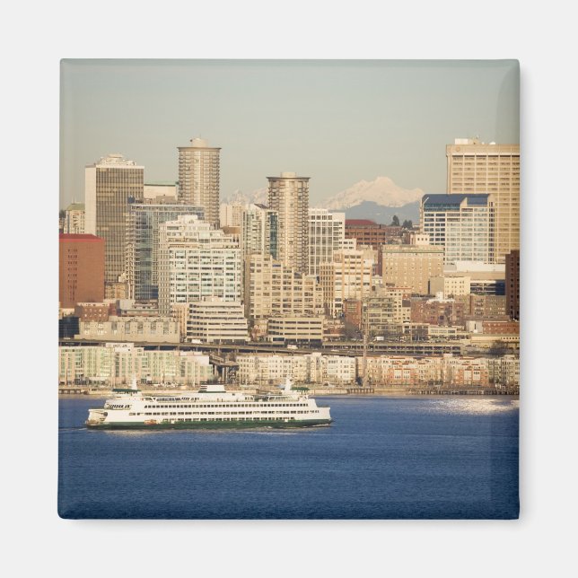 Imã WA, Seattle, panorama de Seattle e Elliott Bay (Frente)