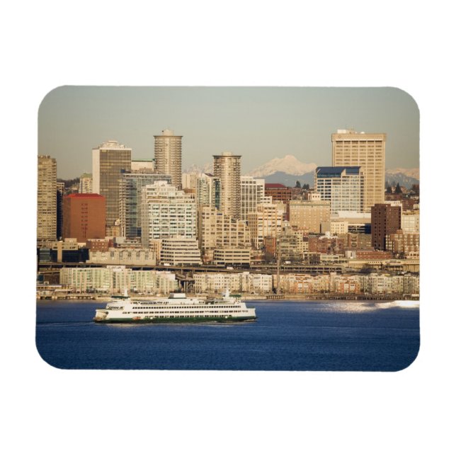 Ímã WA, Seattle, panorama de Seattle e Elliott Bay (Horizontal)