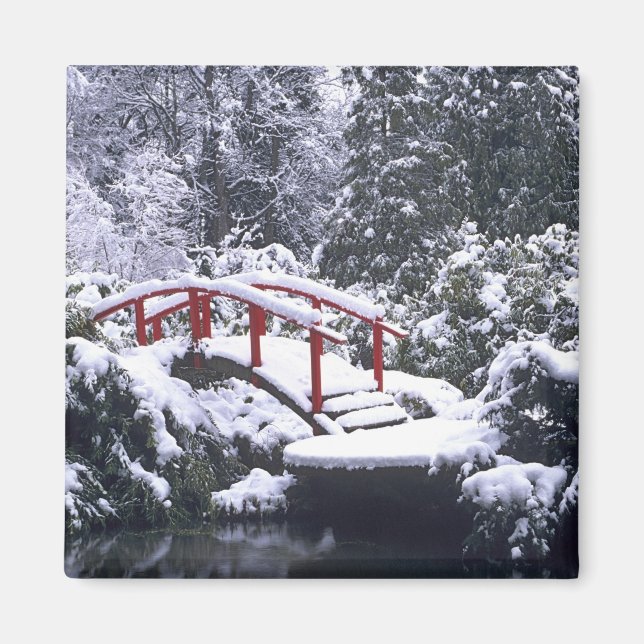 Imã WA, Seattle, Ponte da Lua e lago após o inverno (Frente)
