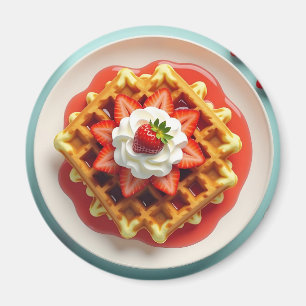 Imã Waffles e Morangos com Creme chicoteado