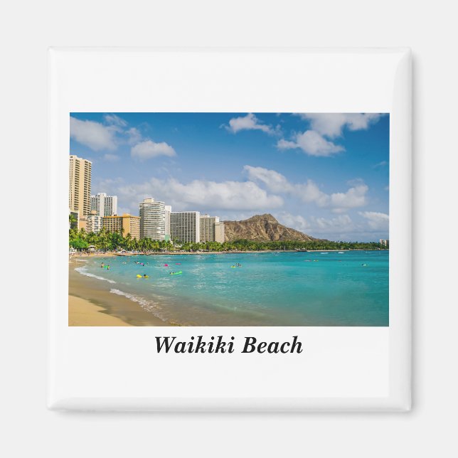 Imã Waikiki Beach Magnet (Frente)
