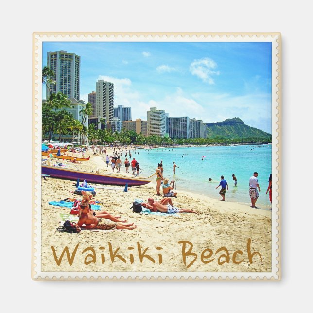 Imã Waikiki Beach Magnet (Frente)