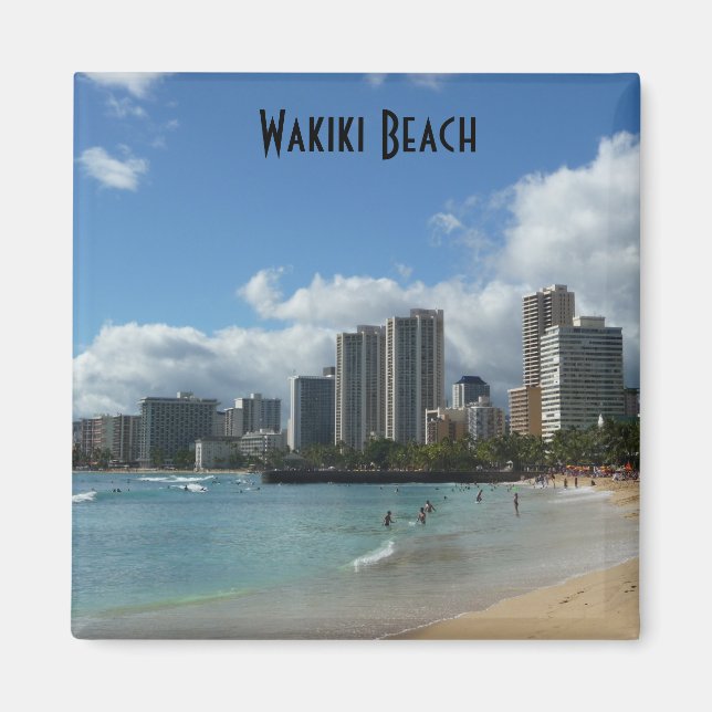 Imã Wakiki Beach Hawaii Foto Magnet Oahu Honolulu (Frente)