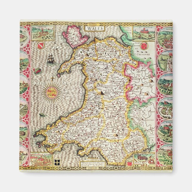 Imã Wales, gravada por Jodocus Hondius (Frente)