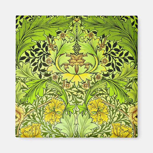 Imã Wallpaper Floral William Morris Amarelo e Verde (Frente)