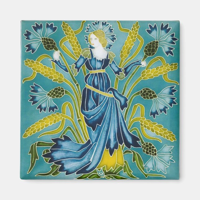 Imã Walter Crane Blue Cornflower Artes e Ofícios (Frente)