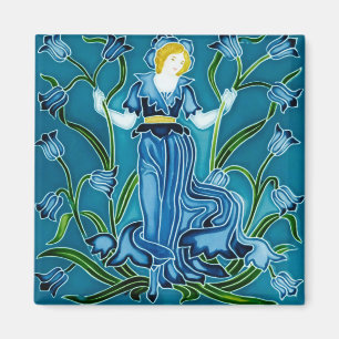 Imã Walter Crane Bluebell Art Nouveau Flor Menina
