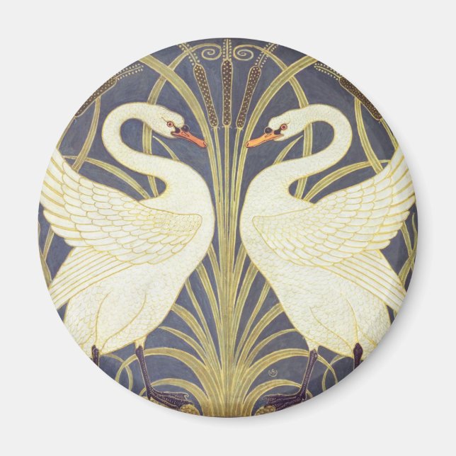Imã Walter Crane Cisne, Junco E Íris Art Nouveau (Frente)