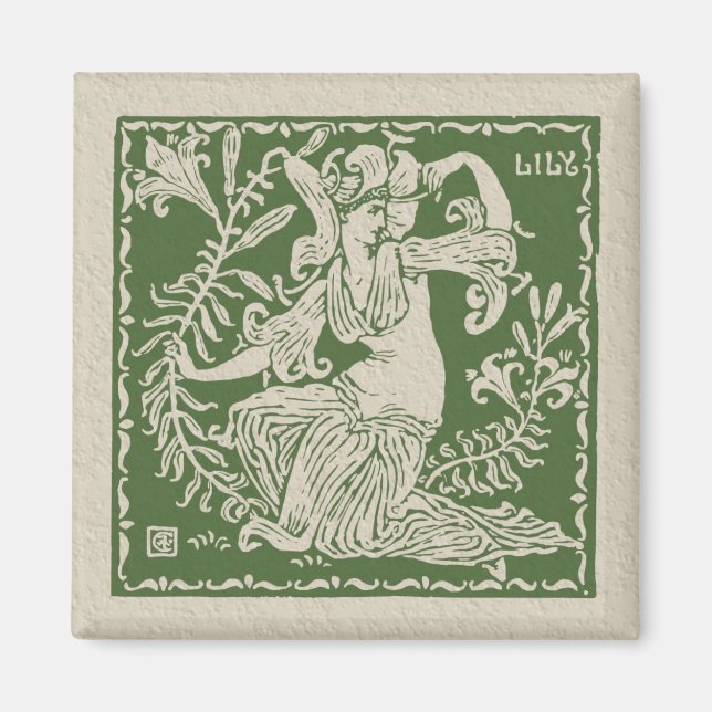 Imã Walter Crane Lily Azulejo (Frente)