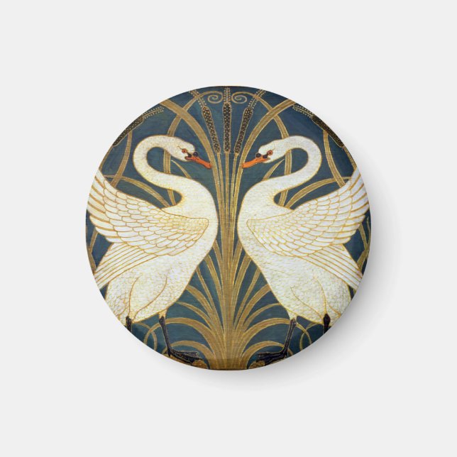 Imã Walter Crane - Swan, Rush E Iris Art Nouveau (Frente)
