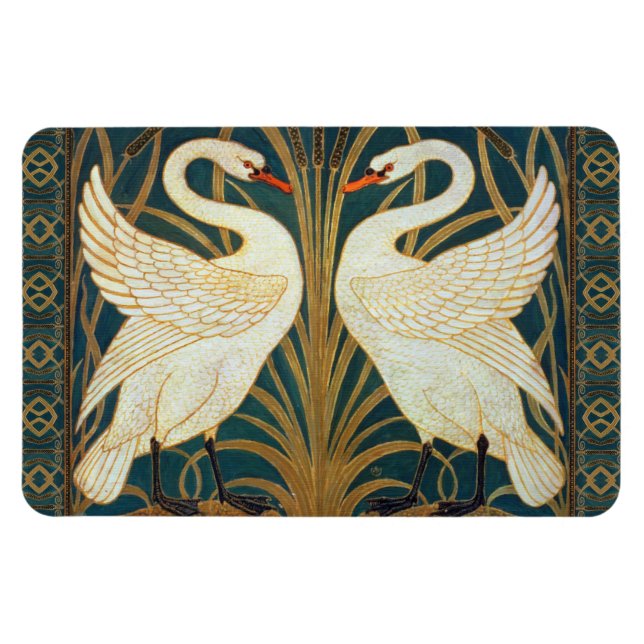 Ímã Walter Crane Swan, Rush E Iris Art Nouveau (Horizontal)