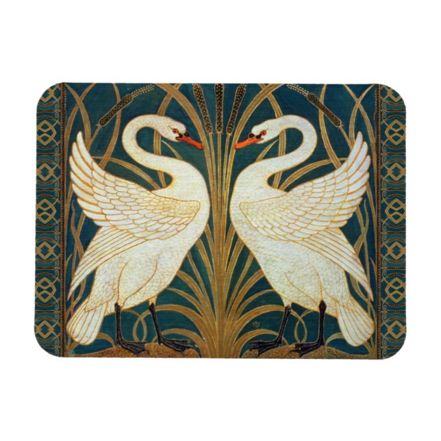 Ímã Walter Crane Swan, Rush E Iris Art Nouveau (Horizontal)