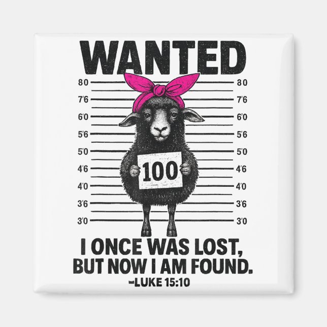 Imã Wanted I Once Was Lost Funny Sheep Quotes Jesus Ch (Frente)