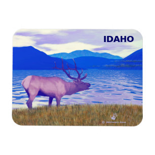 Ímã Wapiti (Elk) Pelo Lago