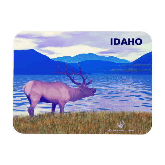 Ímã Wapiti (Elk) Pelo Lago (Horizontal)