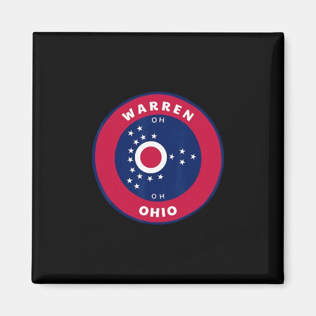 Imã Warren Ohio Oh Bandeira Dge Roundlet Lembrança  (Frente)