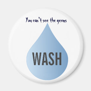 Imã WASH mãos azul chuva gota água imersa