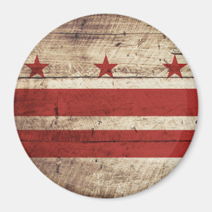 Imã Washington DC Flag no Old Wood Grain