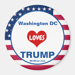 Imã Washington DC LOVES TRUMP Patriotic Fridge