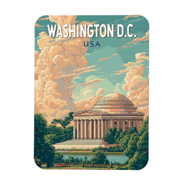 Ímã Washington DC Memorial Thomas Jefferson Viagem Art (Vertical)