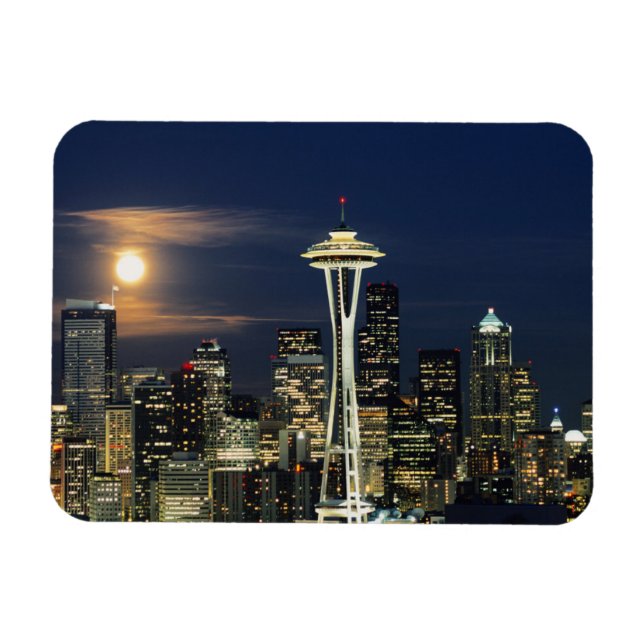 Ímã Washington, Seattle, Silhueta noturna da cidade a  (Horizontal)