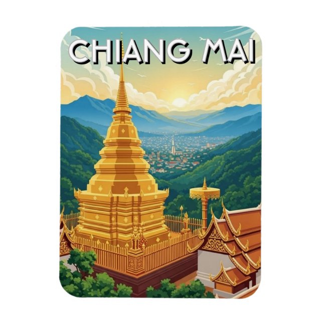 Ímã Wat Phrathat Doi Suthep Chiang Mai Tailândia (Vertical)