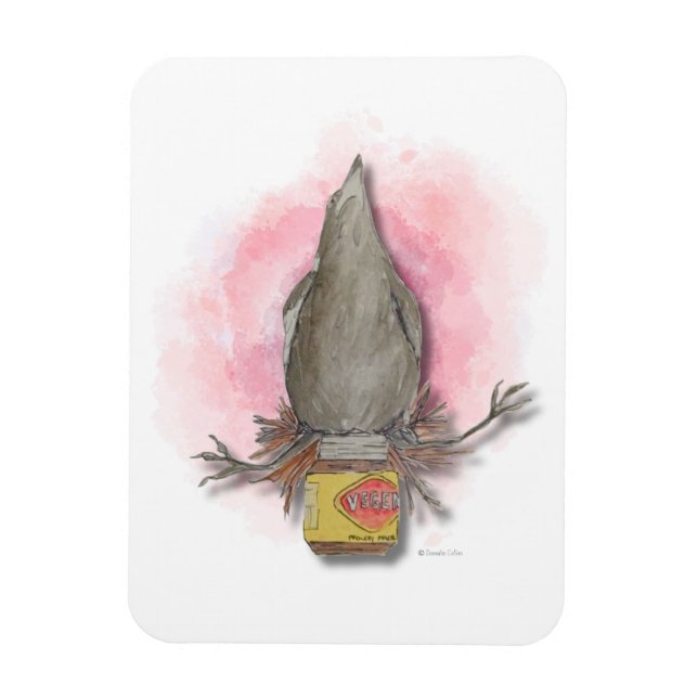 Ímã water colour Australian magpie magnet (Vertical)