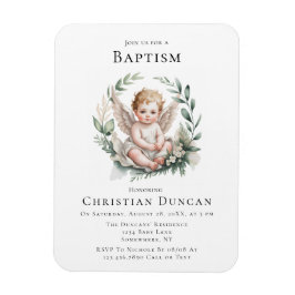 Ímã Watercolor Angel Wings Baptism Invite
