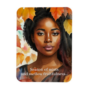Ímã Watercolor Autumn Black Woman Art Keem Poem