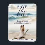 Ímã Watercolor Beach Waves Coastal Salve a Foto da Dat<br><div class="desc">ímã personalizado</div>