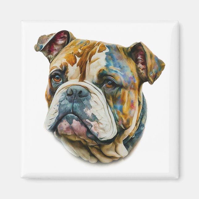 Imã Watercolor Buldogue (Frente)