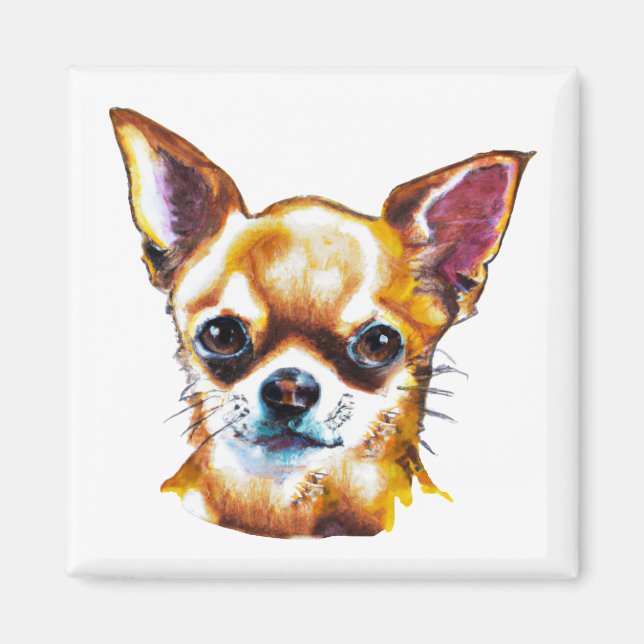 Imã Watercolor Chihuahua (Frente)