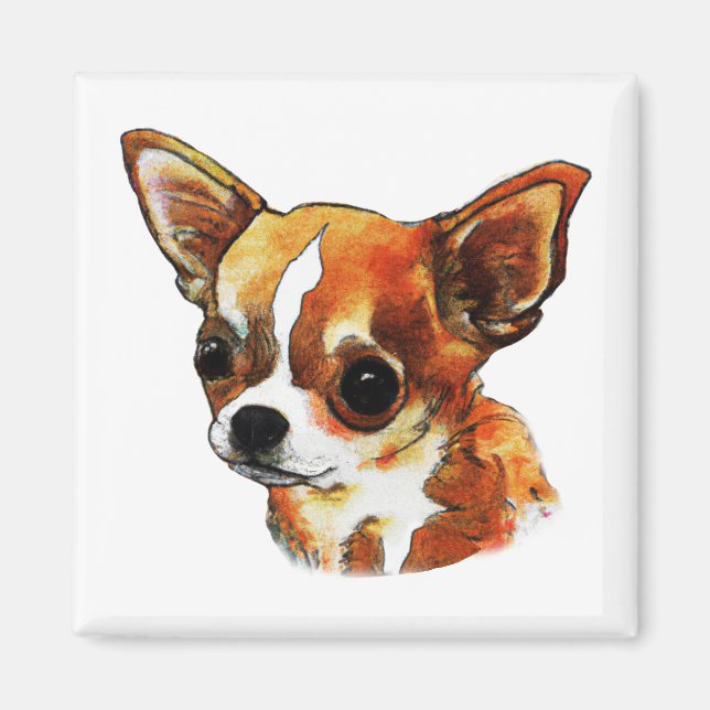 Imã Watercolor Chihuahua (Frente)