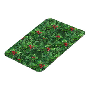 Ímã Watercolor Christmas Holly Berries
