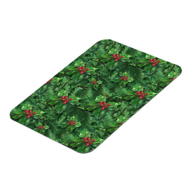 Ímã Watercolor Christmas Holly Berries (Left Side)
