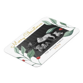 Ímã Watercolor de Natal Greenery & Berry