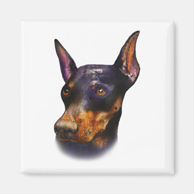 Imã Watercolor Doberman Pinscher (Frente)