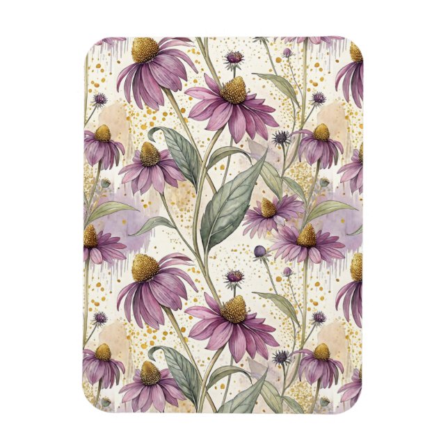 Ímã Watercolor Echinacea Purple & Gold (Vertical)