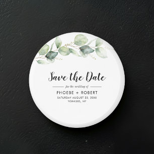 Imã Watercolor Eucalyptus Weding Date (Salvar a Data)