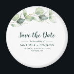 Imã Watercolor Eucalyptus Weding Date (Salvar a Data)<br><div class="desc">Casamento Bonito de Eucalyptus Watercolor Botânico salva o ímã de data que faz uma manutenção perfeita para seus hóspedes e será apreciado por anos</div>