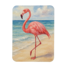 Ímã Watercolor Flamingo Beach