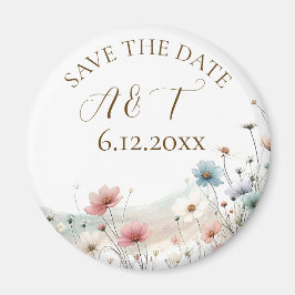 Imã Watercolor Flores Selvagens Casamento Salvem a Dat