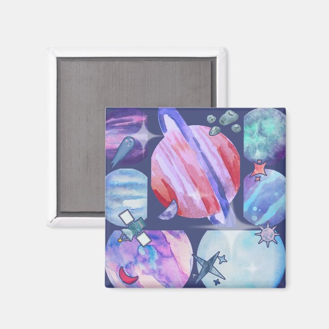 Imã Watercolor Galaxy Patchwork (Front/Back)